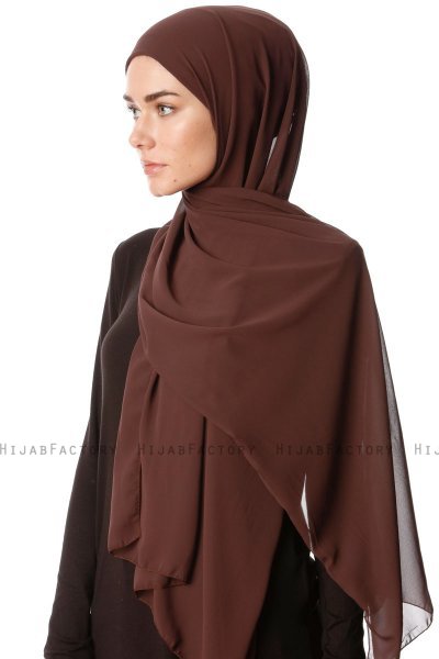 Derya - Brun Praktisk Chiffon Hijab