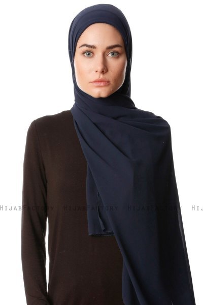Derya - Mørk Marineblå Praktisk Chiffon Hijab