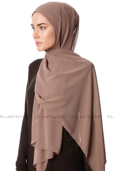 Derya - Mørk Taupe Praktisk Chiffon Hijab