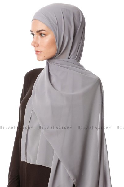 Derya - Mørk Grå Praktisk Chiffon Hijab