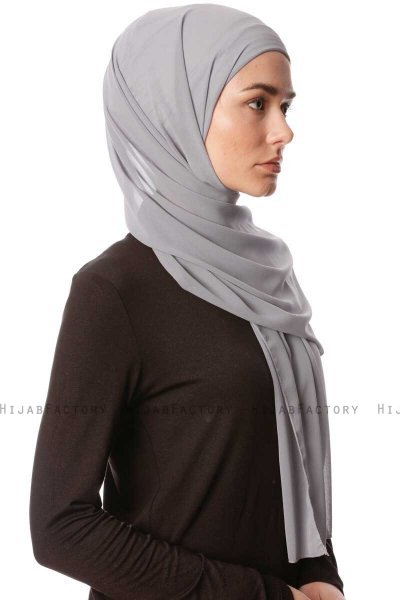 Derya - Mørk Grå Praktisk Chiffon Hijab