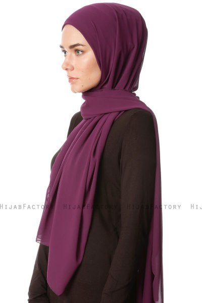 Derya - Mørk Lilla Praktisk Chiffon Hijab