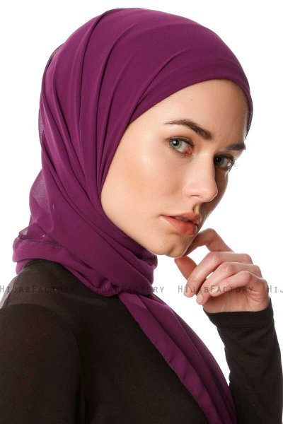 Derya - Mørk Lilla Praktisk Chiffon Hijab