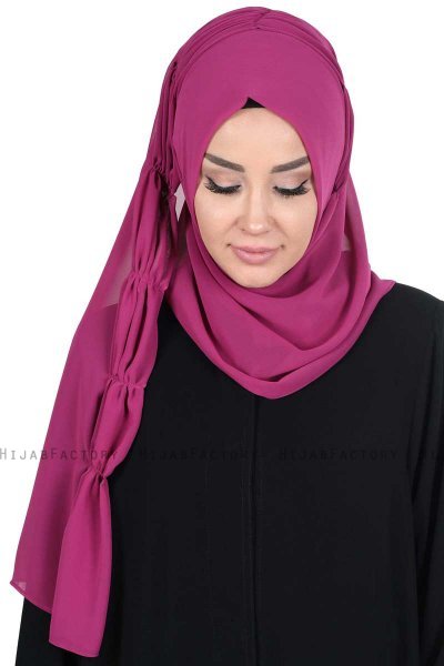 Disa - Fuchsia Praktisk Chiffon Hijab