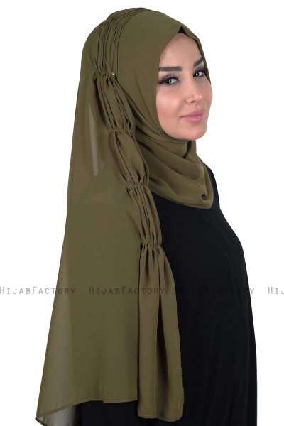 Disa - Khaki Praktisk Chiffon Hijab