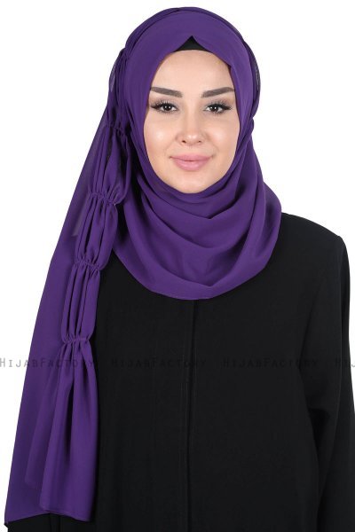 Disa - Lilla Praktisk Chiffon Hijab