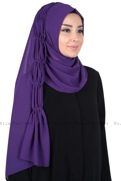 Disa - Lilla Praktisk Chiffon Hijab