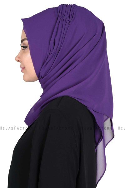 Disa - Lilla Praktisk Chiffon Hijab
