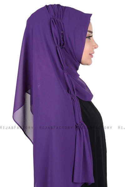 Disa - Lilla Praktisk Chiffon Hijab