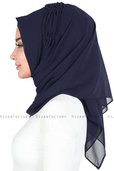 Disa - Marineblå Praktisk Chiffon Hijab