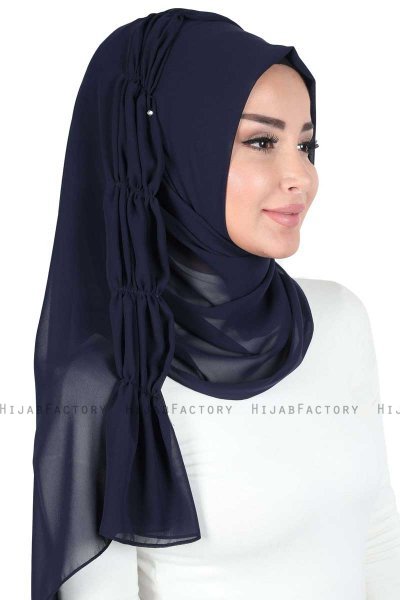 Disa - Marineblå Praktisk Chiffon Hijab