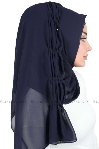 Disa - Marineblå Praktisk Chiffon Hijab