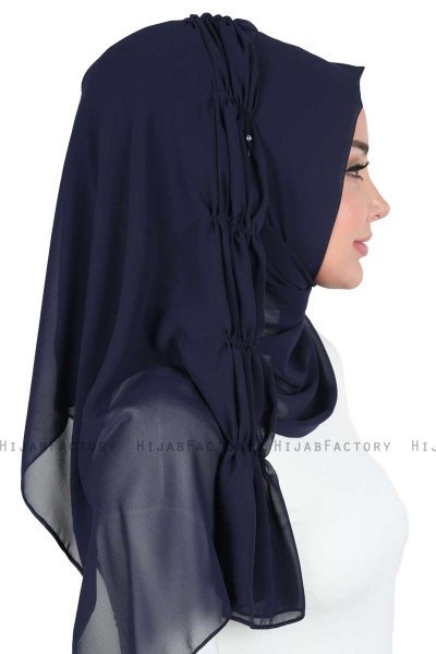 Disa - Marineblå Praktisk Chiffon Hijab