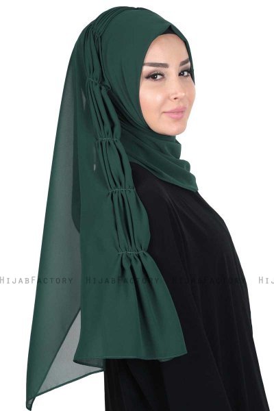 Disa - Mørk Grønn Praktisk Chiffon Hijab
