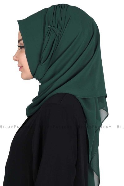 Disa - Mørk Grønn Praktisk Chiffon Hijab