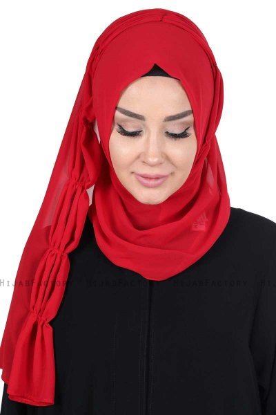 Disa - Rød Praktisk Chiffon Hijab