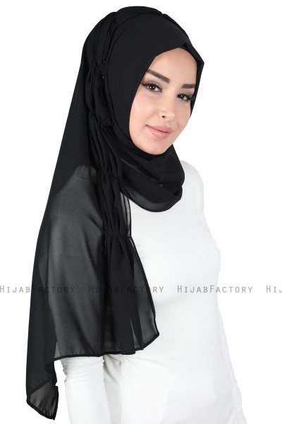 Disa - Svart Praktisk Chiffon Hijab