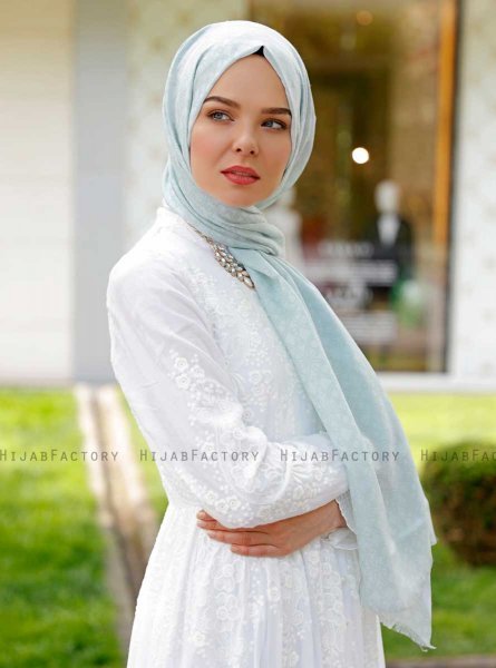 Duriya - Lysegrønn Mønstret Hijab - Sal Evi
