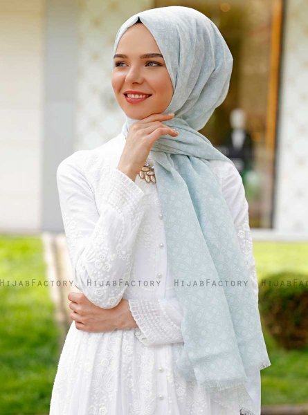 Duriya - Lysegrønn Mønstret Hijab - Sal Evi