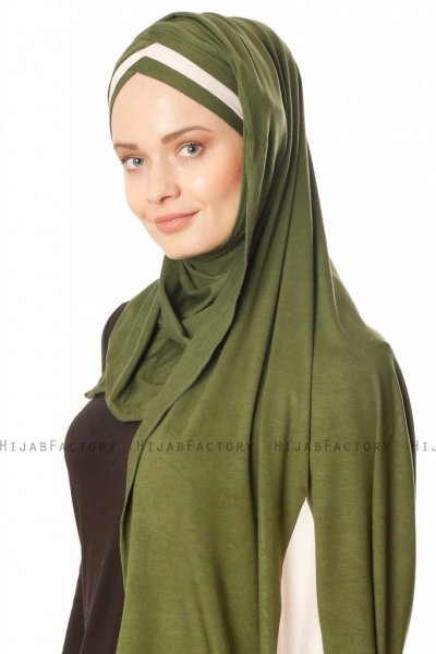 Duru - Khaki & Beige Jersey Hijab