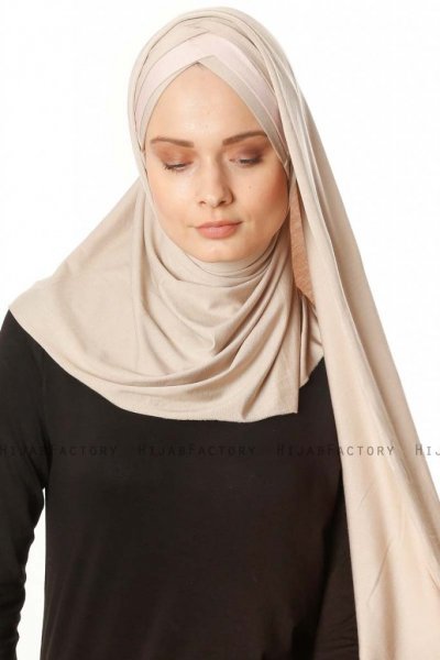 Duru - Lys Taupe & Gammelrosa Jersey Hijab