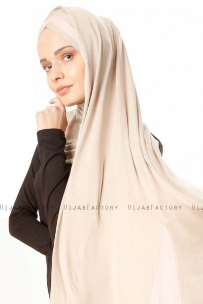 Duru - Lys Taupe & Gammelrosa Jersey Hijab