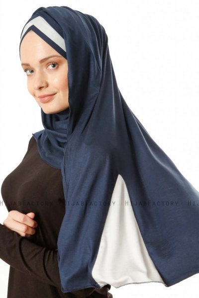 Duru - Marineblå & Grå Jersey Hijab