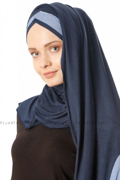 Duru - Marineblå & Indigo Jersey Hijab