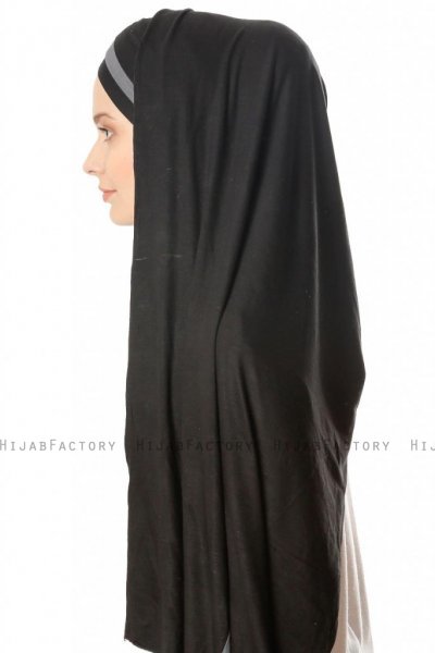 Duru - Svart & Mørk Grå Jersey Hijab