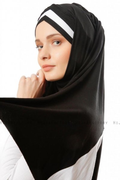 Duru - Svart & Hvit Jersey Hijab