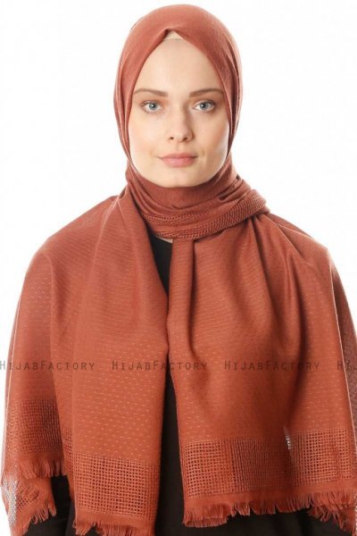 Ebru - Mursteinsrød Bomull Hijab