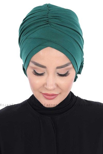 Elisabeth - Mørk Grønn Bomull Turban