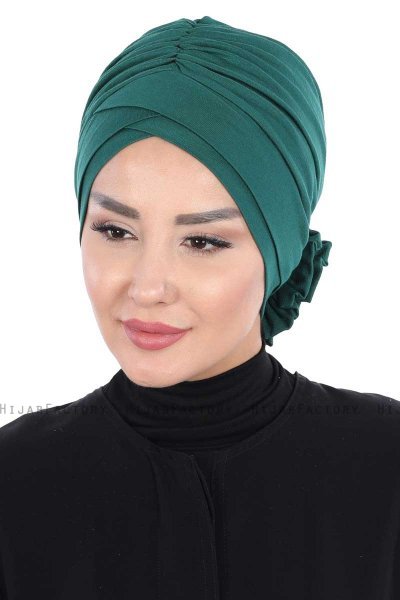 Elisabeth - Mørk Grønn Bomull Turban