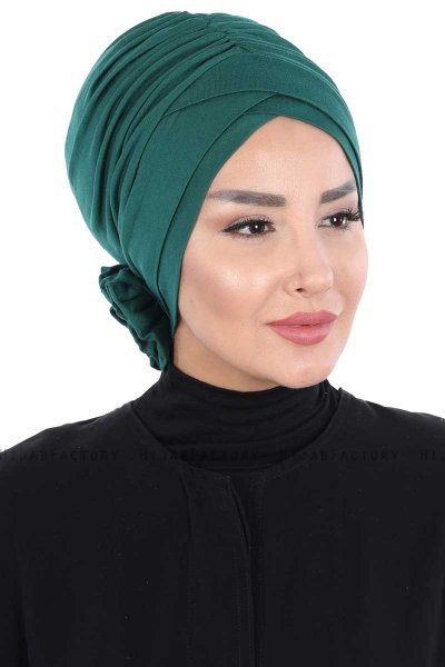 Elisabeth - Mørk Grønn Bomull Turban