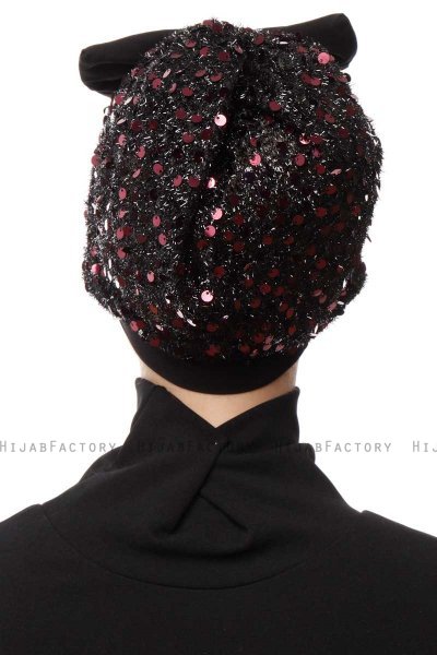 Enfleda - Svart & Bordeaux Turban