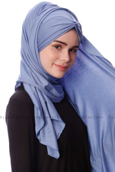Eslem - Indigo Pile Jersey Hijab - Ecardin