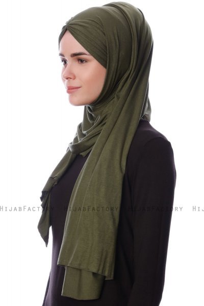 Eslem - Khaki Pile Jersey Hijab - Ecardin