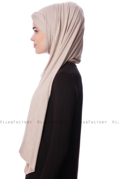 Eslem - Lys Taupe Pile Jersey Hijab - Ecardin