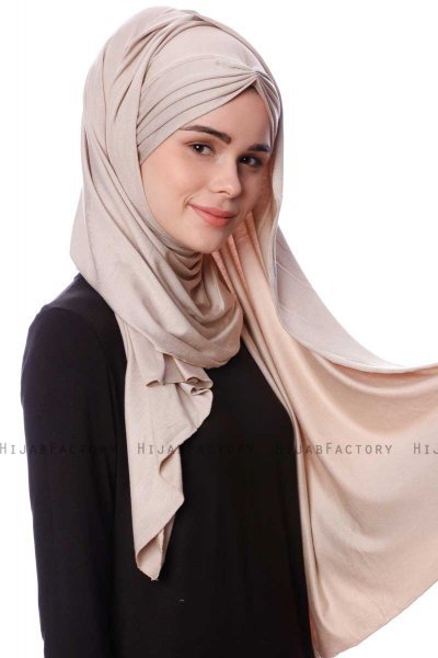 Eslem - Lys Taupe Pile Jersey Hijab - Ecardin