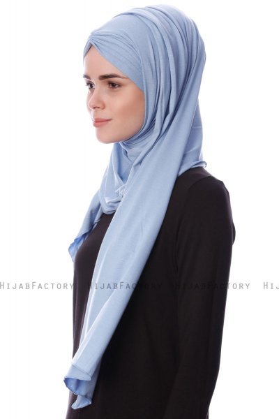 Eslem - Lyseblå Pile Jersey Hijab - Ecardin