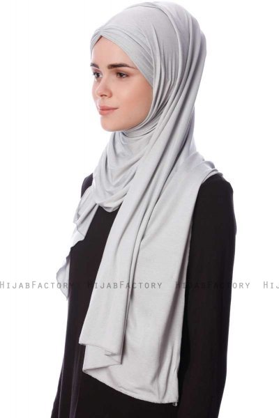 Eslem - Lysegrå Pile Jersey Hijab - Ecardin