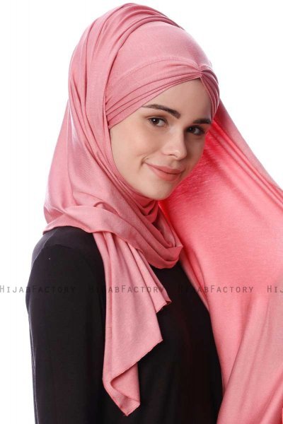 Eslem - Mørk Rosa Pile Jersey Hijab - Ecardin