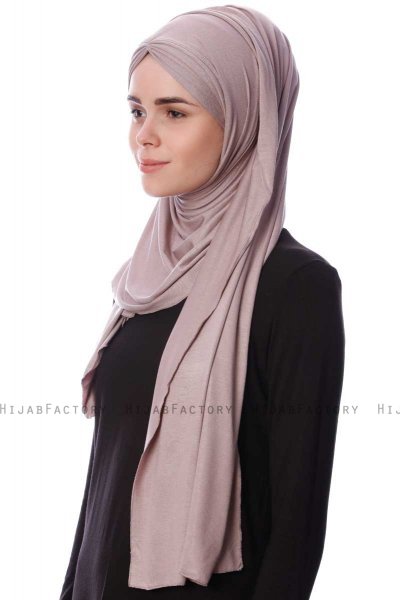 Eslem - Steingrå Pile Jersey Hijab - Ecardin