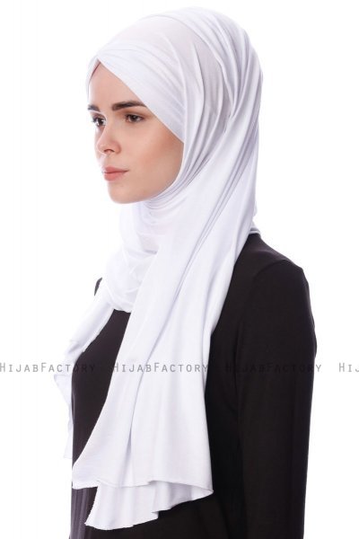 Eslem - Hvit Pile Jersey Hijab - Ecardin