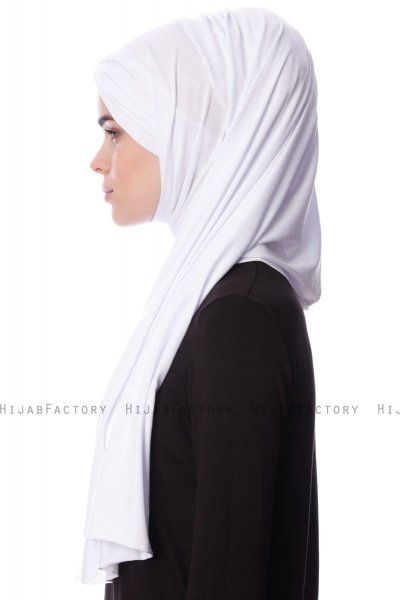 Eslem - Hvit Pile Jersey Hijab - Ecardin
