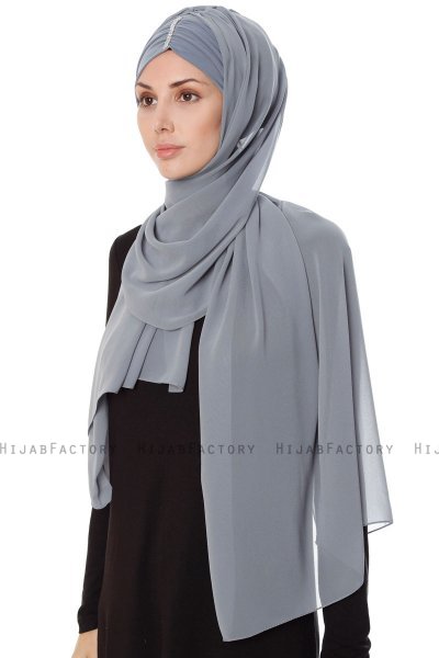 Evren - Grå Chiffon Hijab