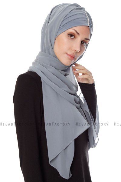 Evren - Grå Chiffon Hijab