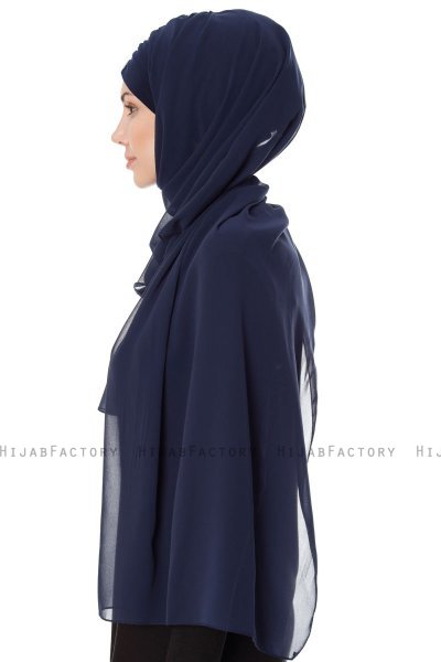 Evren - Marineblå Chiffon Hijab