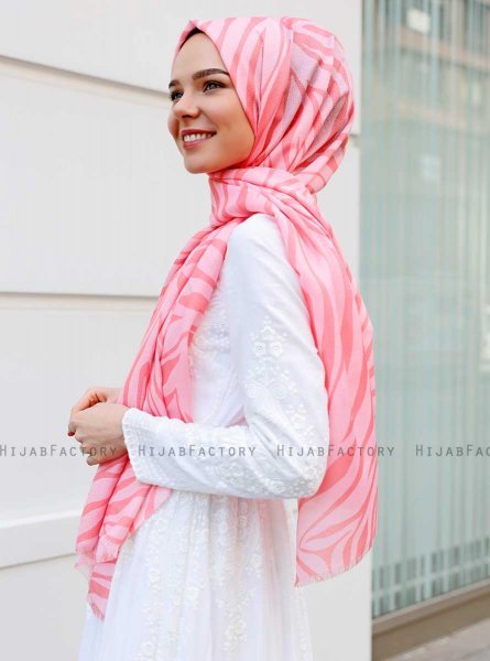 Famida - Rosa Mønstret Hijab - Sal Evi