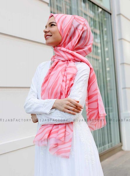 Famida - Rosa Mønstret Hijab - Sal Evi